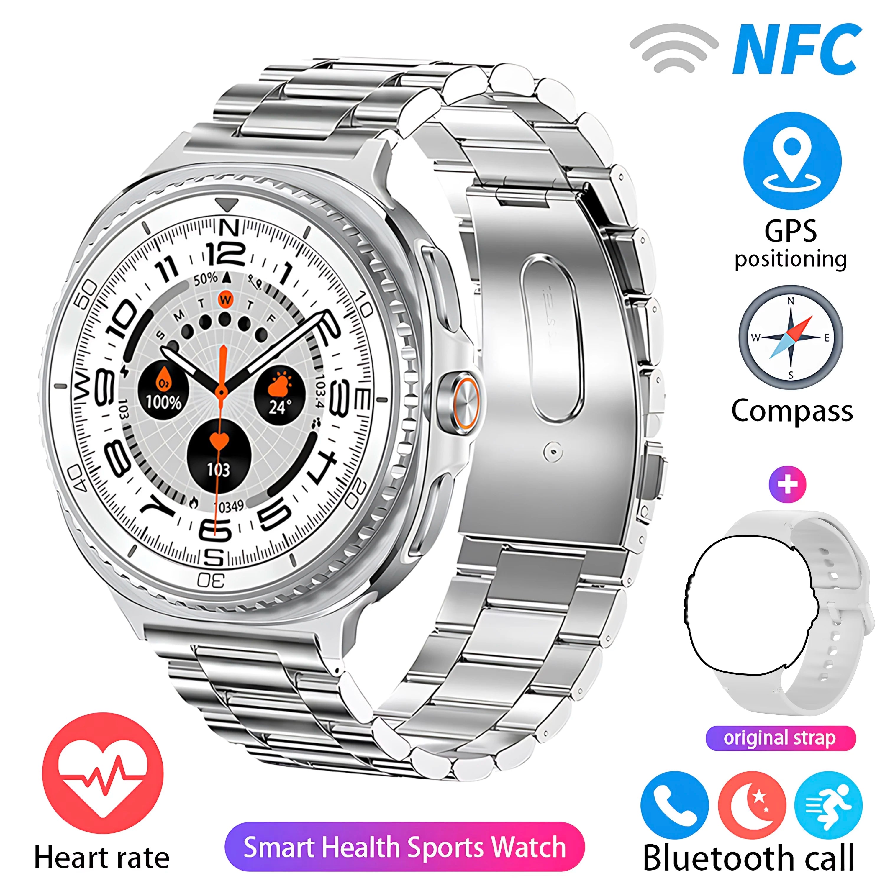Watch 8 Ultra Classic GPS Compass NFC SmartWatch 46mm Version AMOLEL Rotating Dial BT Call 3ATM Waterproof Watch7 Upgraded Watch