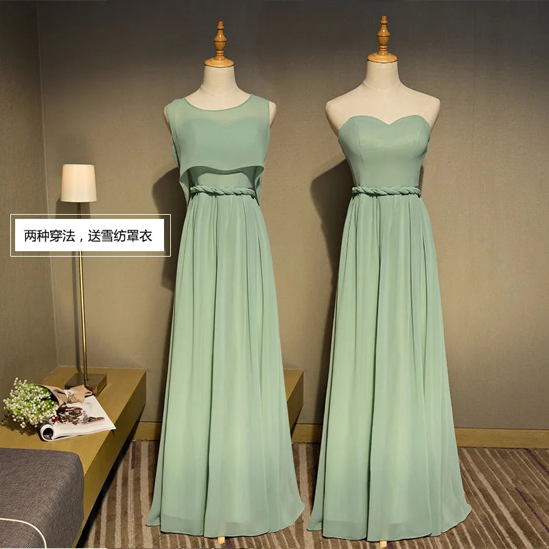 Green Bridesmaid Dresses Wedding 2024 Summer Chiffon Beach Bridesmaid Group Gown