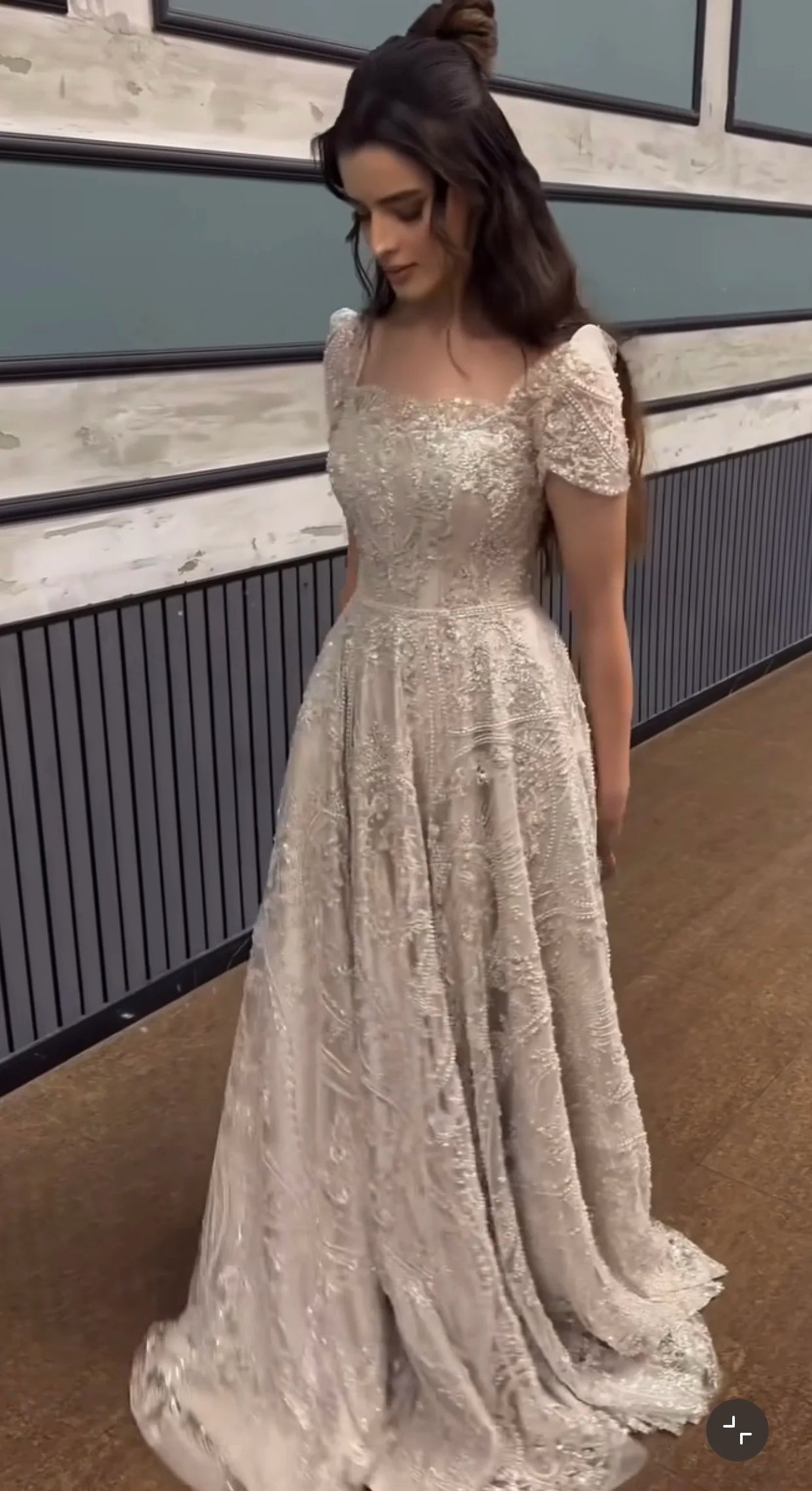 FATAPAESE Customized Bridesmaid Dress Full Beaded Sequins Stones Bodice Short Sleeve A-line Maxi Gown Wedding Engagement Dress