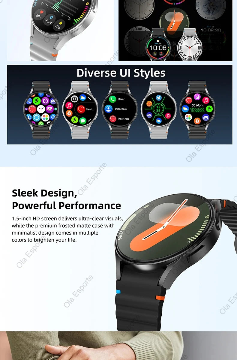 2025 New Smart watch7 Men Women AMOLED Screen Health Monitor Watch Waterproof Voice Assistant Call Smart Watch For Android IOS