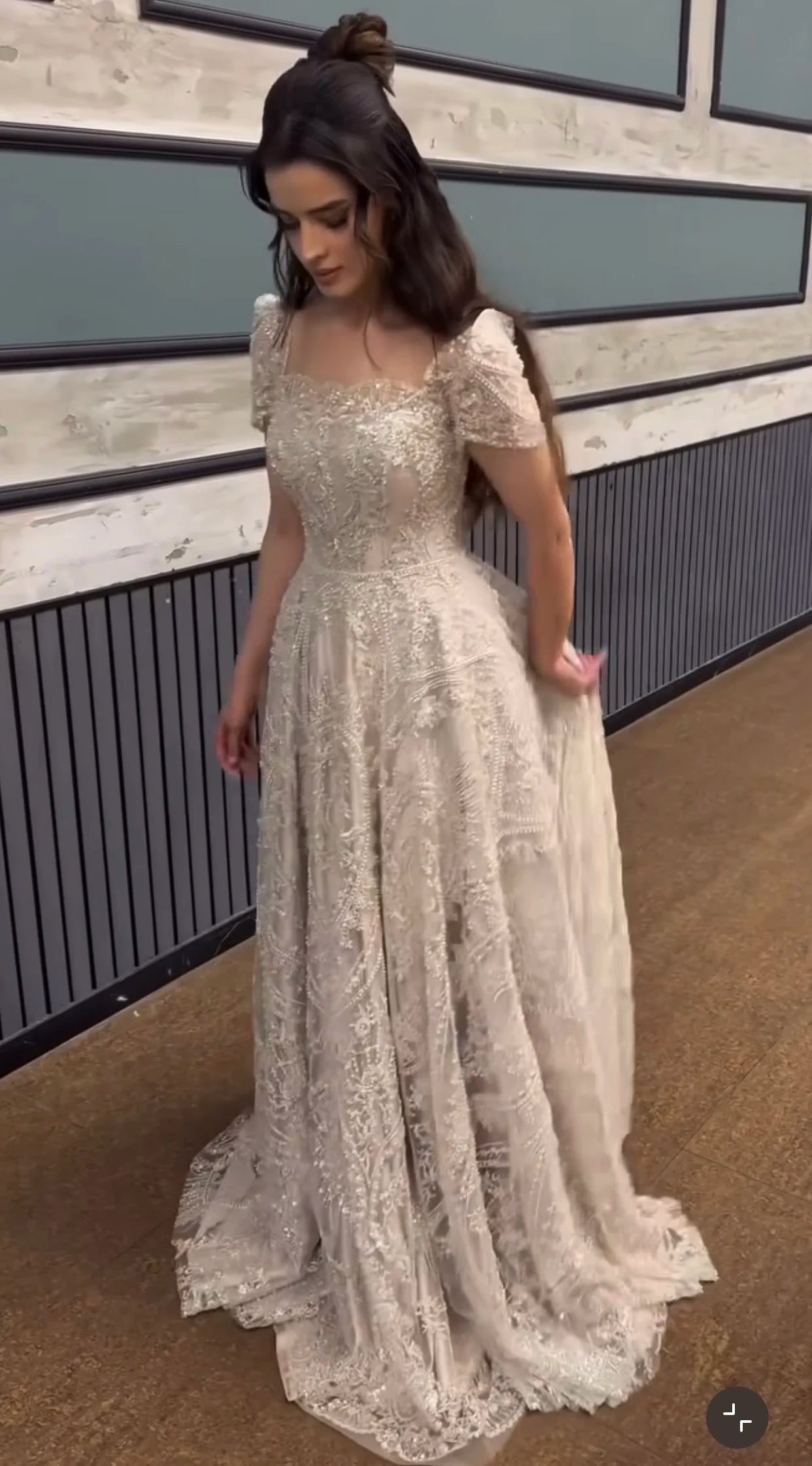 FATAPAESE Customized Bridesmaid Dress Full Beaded Sequins Stones Bodice Short Sleeve A-line Maxi Gown Wedding Engagement Dress