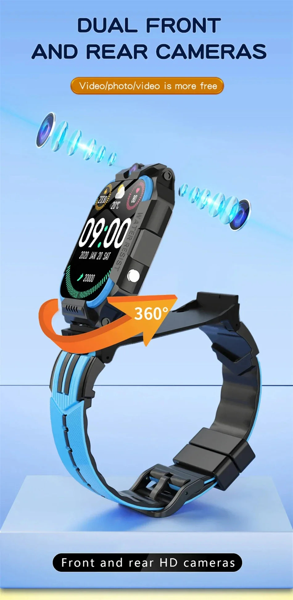 Kids Smart Watch New 5G WIFI Video Call GPS SOS IP68 Waterproof Child Smartwatch HD Camera Monitor Tracker Location Phone Watch