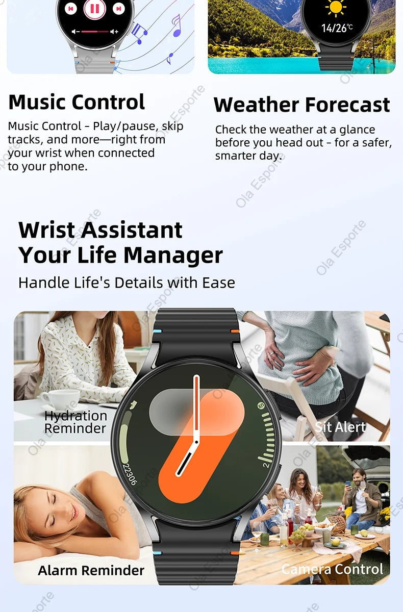 2025 New Smart watch7 Men Women AMOLED Screen Health Monitor Watch Waterproof Voice Assistant Call Smart Watch For Android IOS