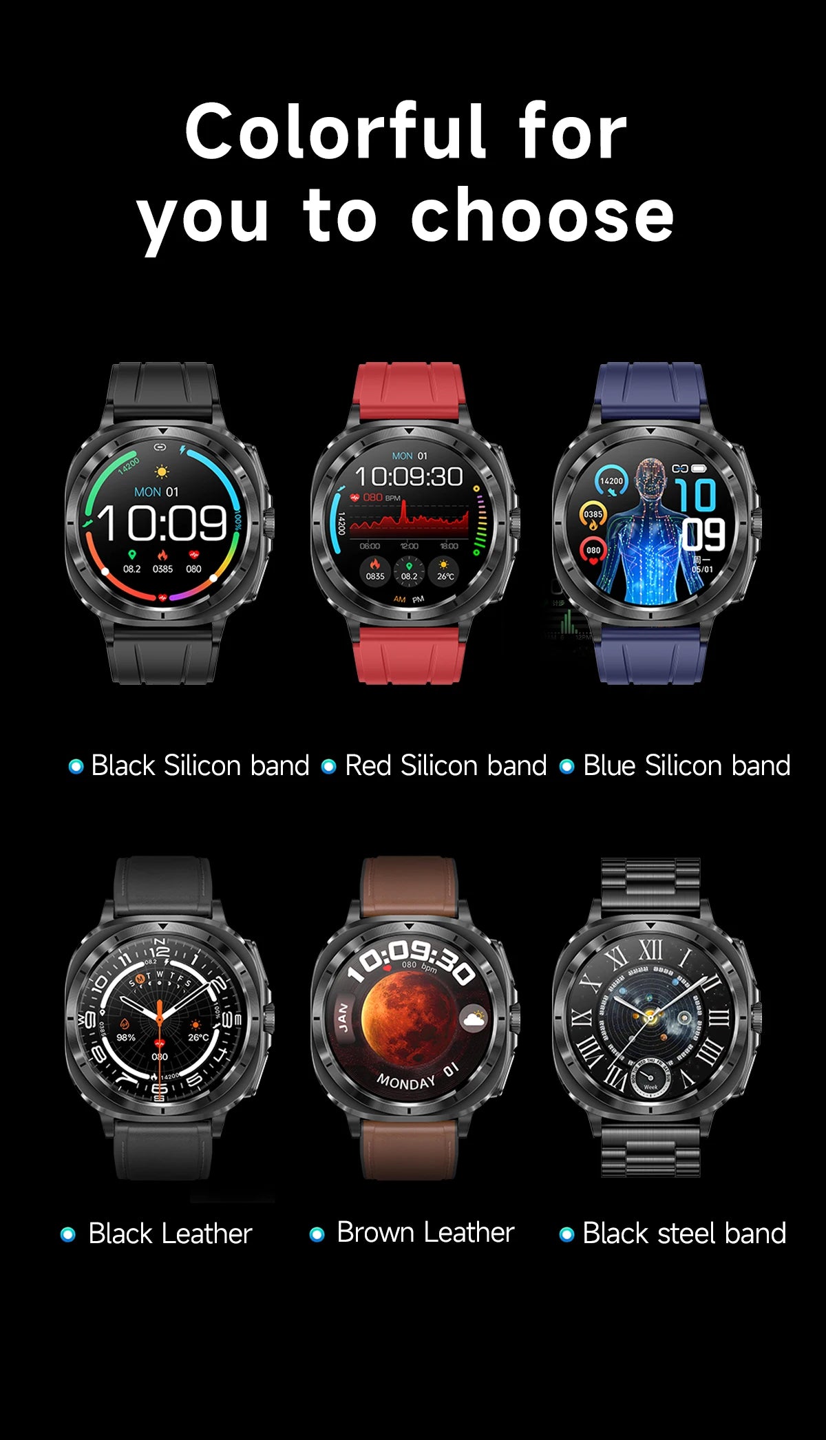 2025 New Laser therapy Three High Uric acid Blood pressure Smartwatch Men ECG+PPG Heart rate Fat Body Analysis NFC Call Watches