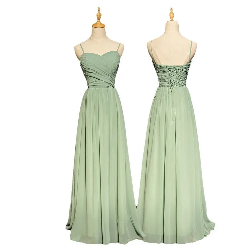 Green Bridesmaid Dresses Wedding 2024 Summer Chiffon Beach Bridesmaid Group Gown