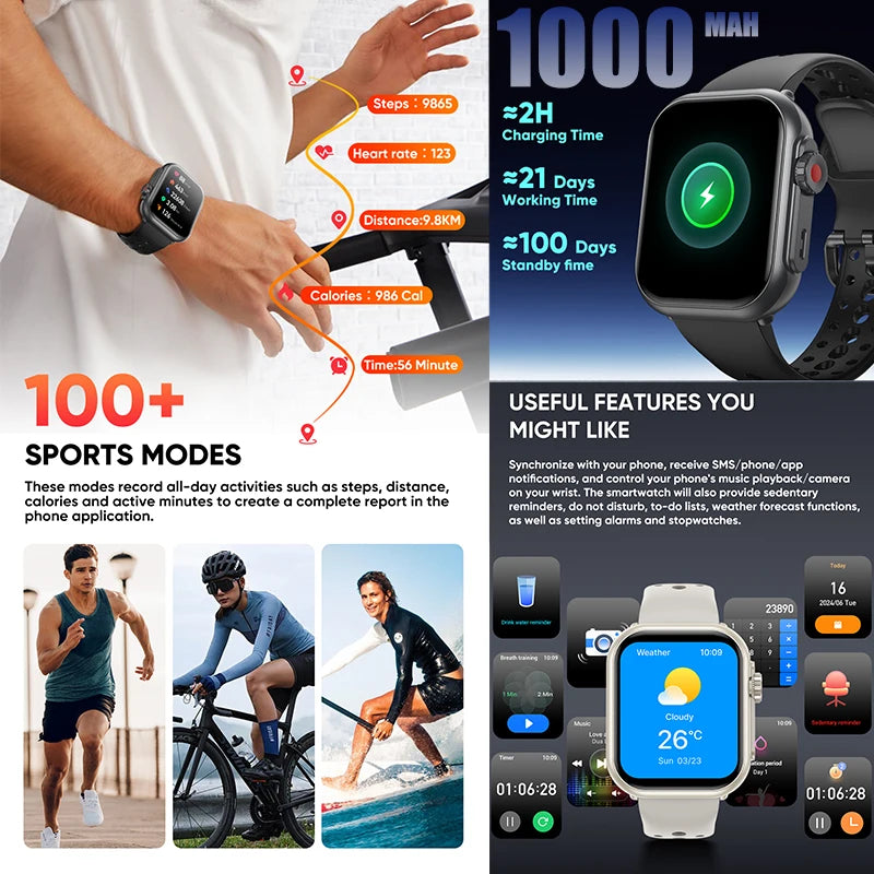 2025 New For Huawei Xiaomi Smart Watch Men Women 1.85-Inch HD AMOLED Full Touch Screen IP68 Waterproof Bluetooth Call SmartWatch