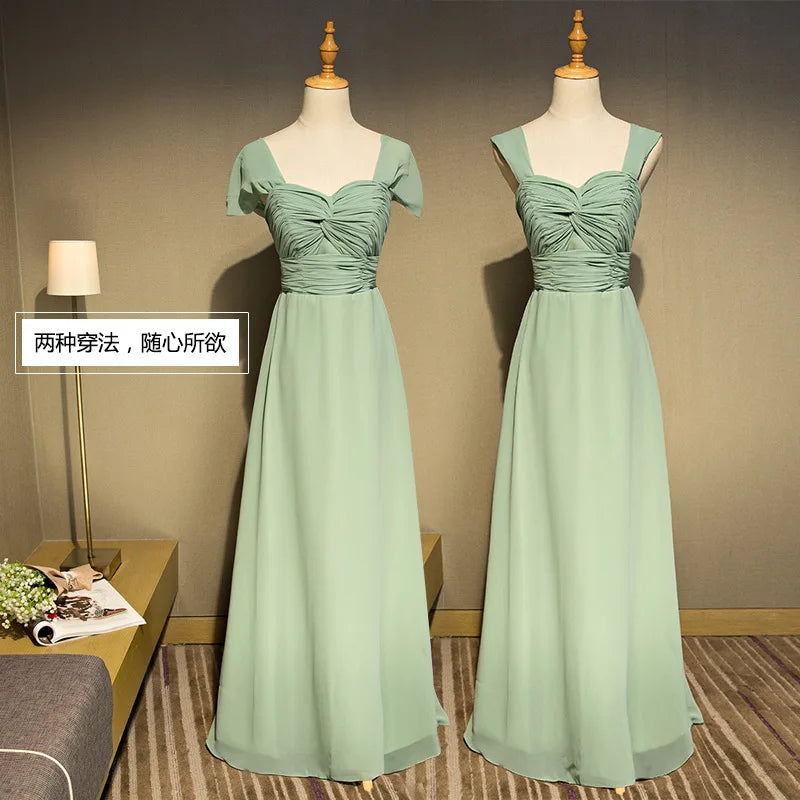 Green Bridesmaid Dresses Wedding 2024 Summer Chiffon Beach Bridesmaid Group Gown