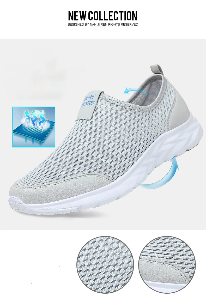 YRZL Men's Sneakers Breathable Mesh Men Casual Shoes Outdoor Non-Slip Big Size Loafers Walking Lightweight Male Tennis shoes