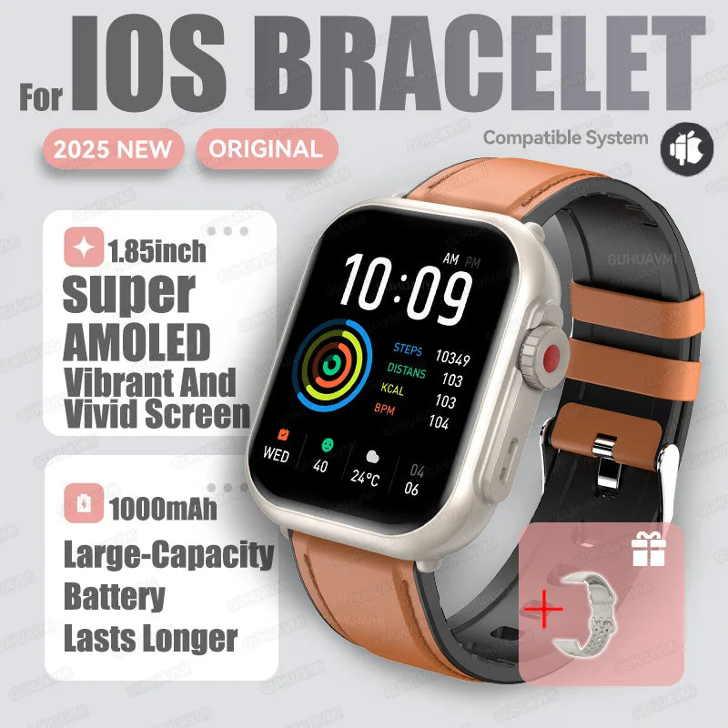 2025 New For Huawei Xiaomi Smart Watch Men Women 1.85-Inch HD AMOLED Full Touch Screen IP68 Waterproof Bluetooth Call SmartWatch