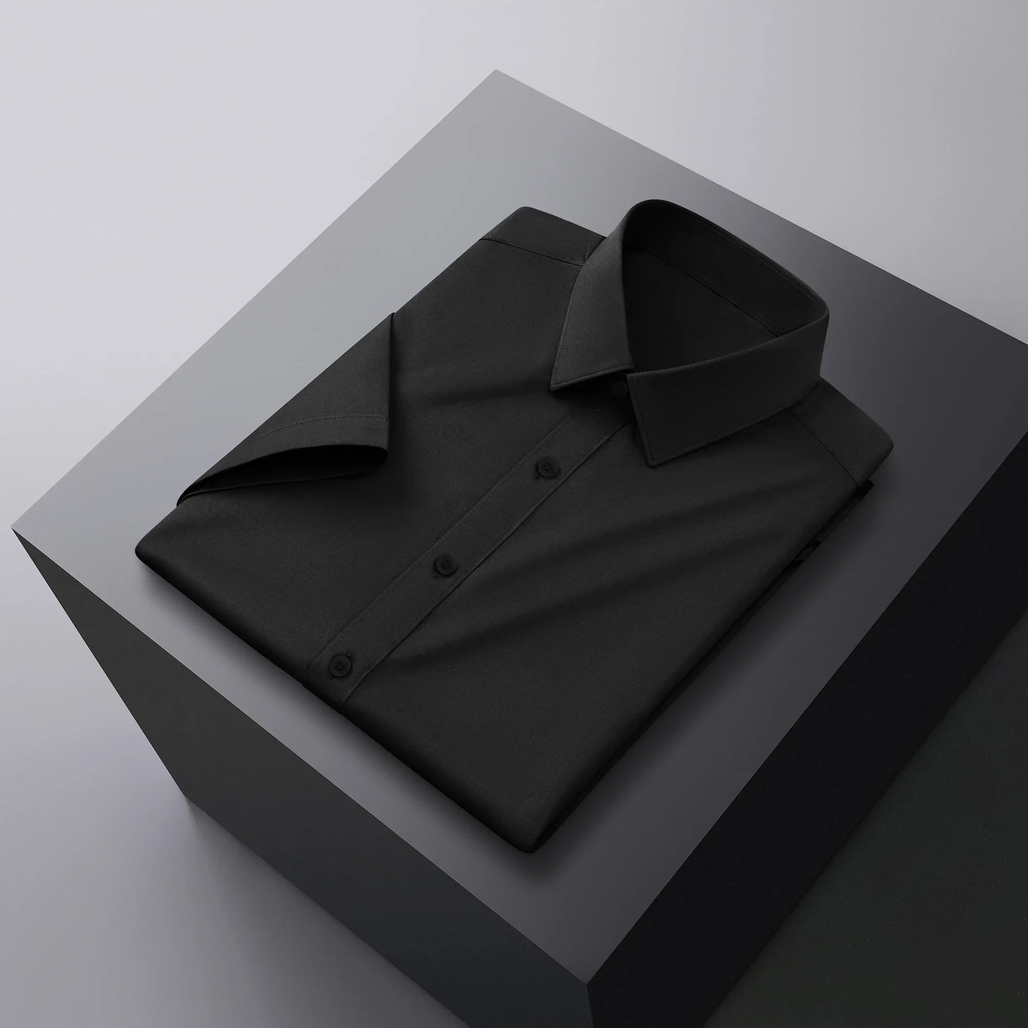 New Men's Business Casual Solid Color Short Sleeved Shirt for Summer Fashion No Ironing Comfortable and Versatile Top