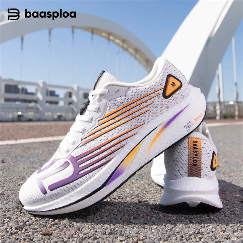 Baasploa Men Running Shoes 2025 New Professional Training Lightweight Sport Shoes Male Carbon Plate Mesh Breathable Sneakers