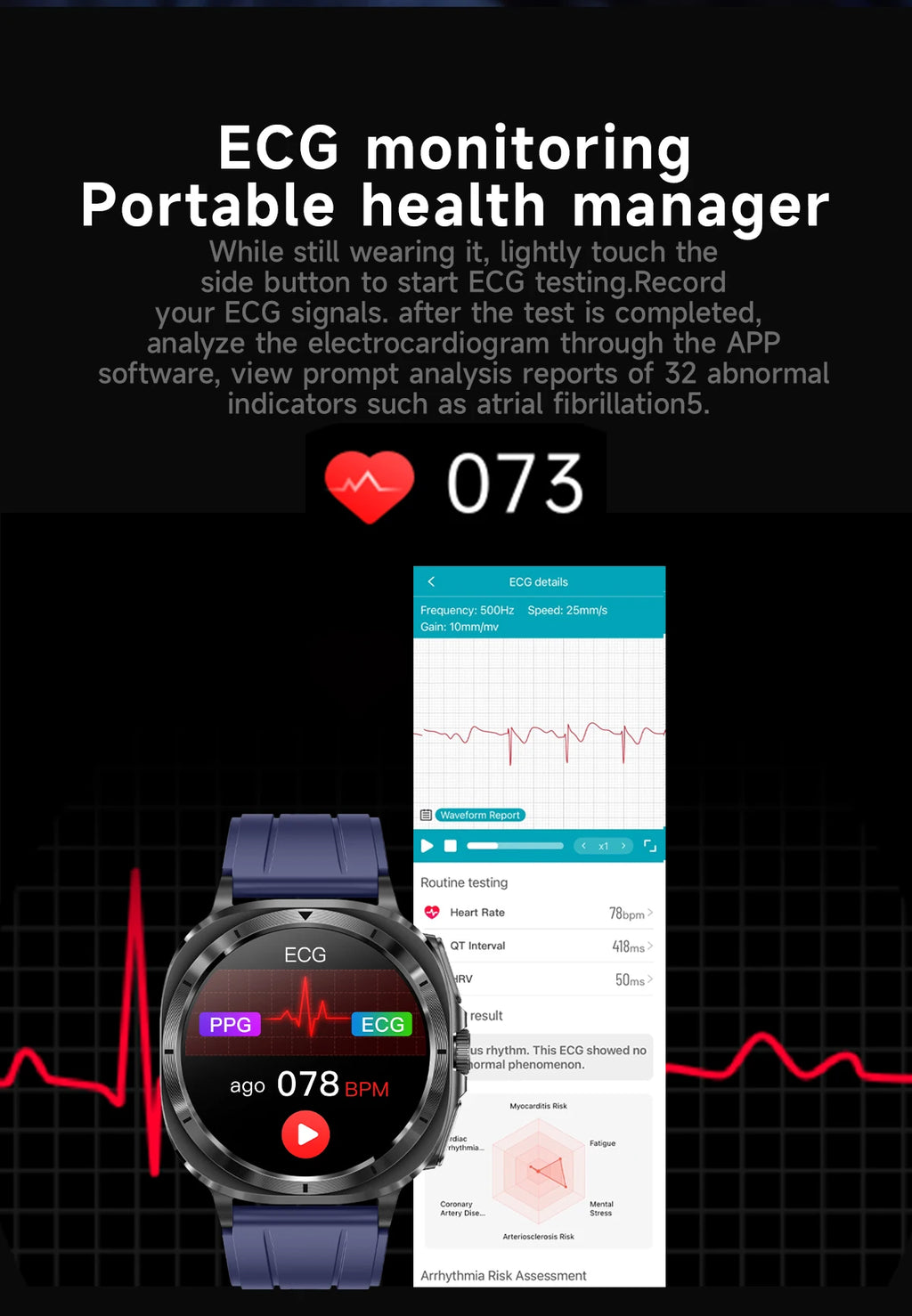 2025 New Laser therapy Three High Uric acid Blood pressure Smartwatch Men ECG+PPG Heart rate Fat Body Analysis NFC Call Watches