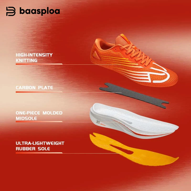 Baasploa Men Running Shoes 2025 New Professional Training Lightweight Sport Shoes Male Carbon Plate Mesh Breathable Sneakers