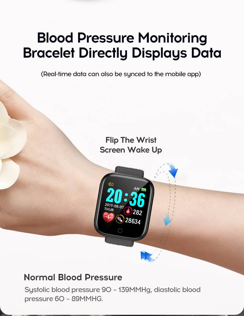Smart Watch Y68 Bluetooth Fitness Tracker Sports Watch Heart Rate Monitor Blood Pressure Smart Bracelet for Android IOS D20 Pro