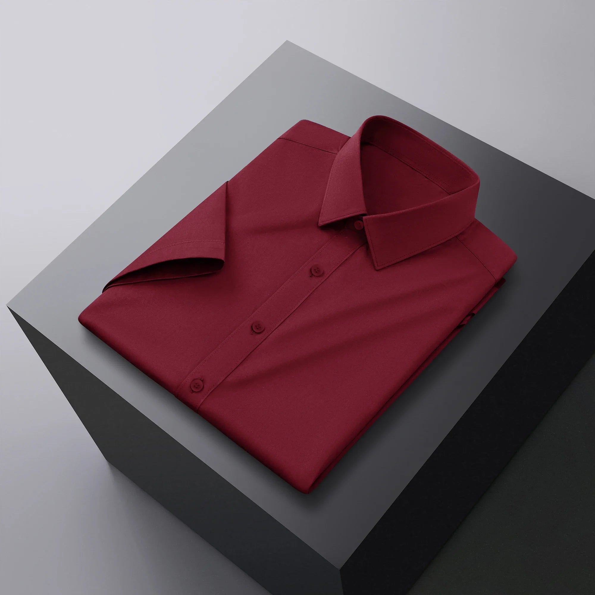 New Men's Business Casual Solid Color Short Sleeved Shirt for Summer Fashion No Ironing Comfortable and Versatile Top