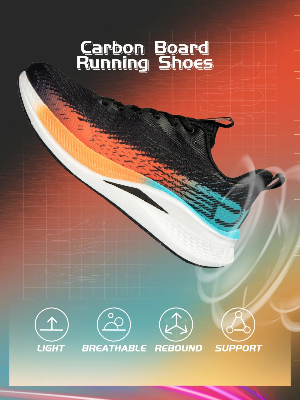 Baasploa Men Running Shoes 2025 New Professional Training Lightweight Sport Shoes Male Carbon Plate Mesh Breathable Sneakers