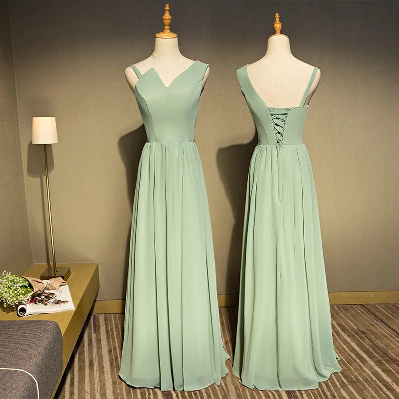 Green Bridesmaid Dresses Wedding 2024 Summer Chiffon Beach Bridesmaid Group Gown