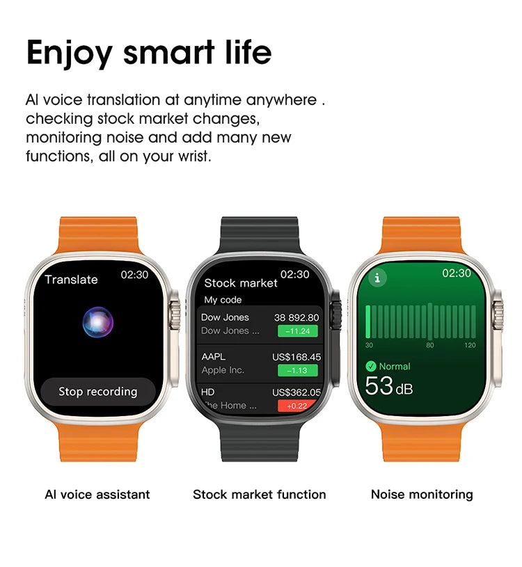 Ultra 4 AI Smart Watches 2.2'' Screen IP68 Waterproof Smartwatch for Men Women Bluetooth Calls Fitness Tracker GPS Sport Modes