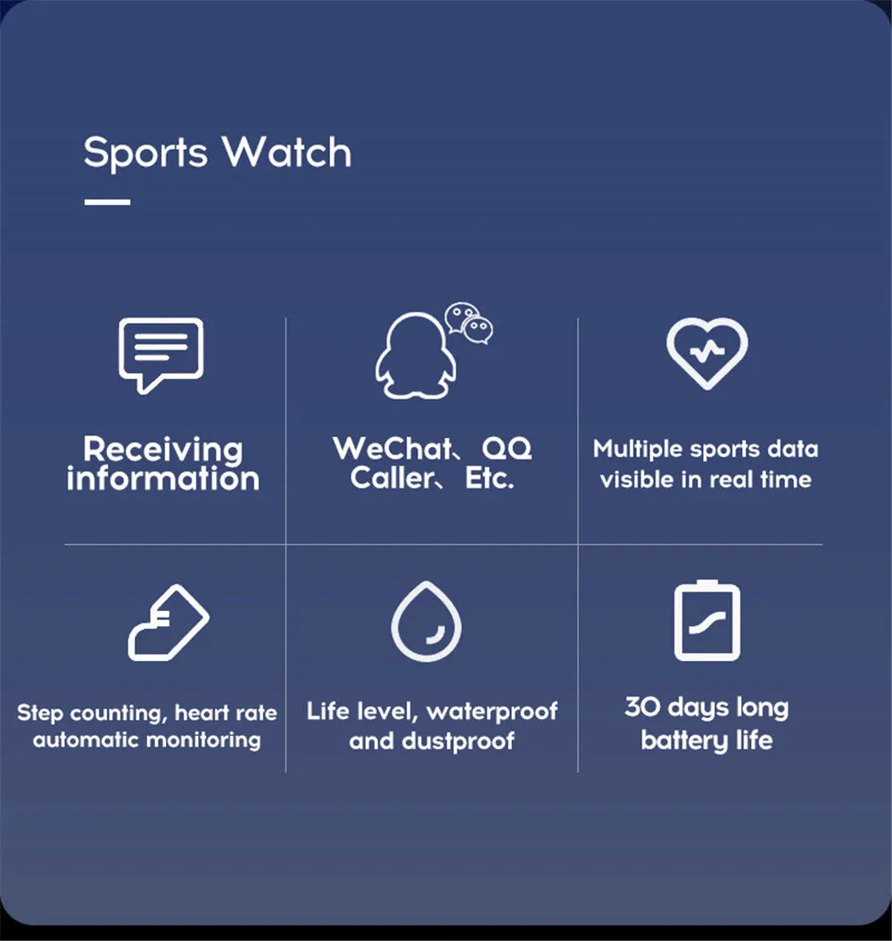 For Xiaomi Bluetooth Smart Watch Men Women Blood Pressure Heart Rate Monitor Sport Smartwatch Tracker Reminder For Android IOS
