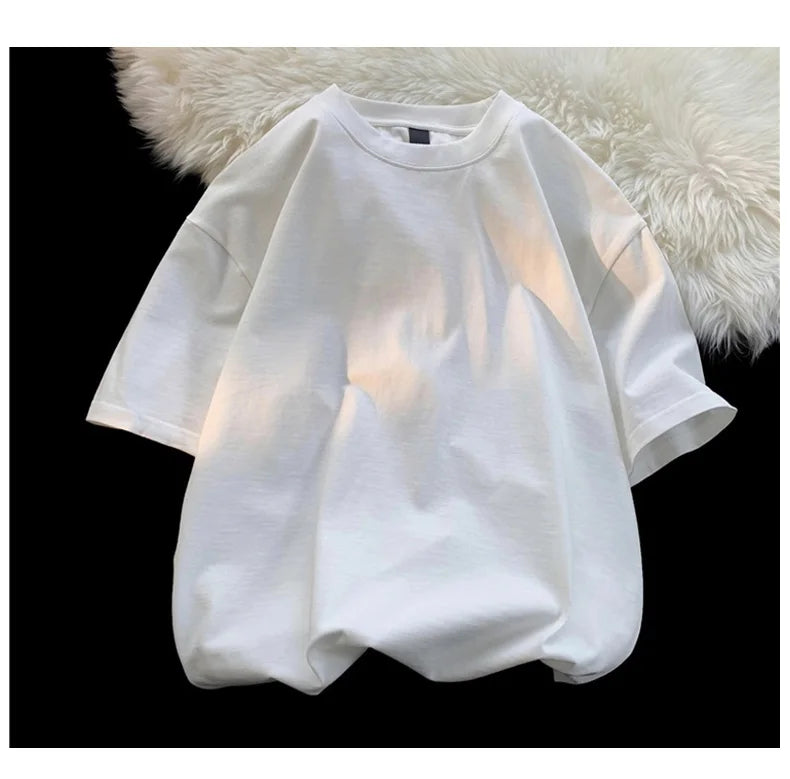 Men's Short Sleeve Heavy T-Shirt.100% Cotton,Short Sleeve O-Neck Top Tees,Plain Harajuku Clothing