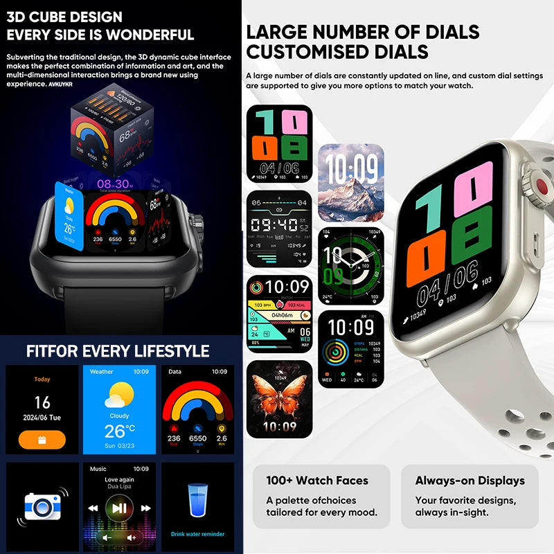 2025 New For Huawei Xiaomi Smart Watch Men Women 1.85-Inch HD AMOLED Full Touch Screen IP68 Waterproof Bluetooth Call SmartWatch