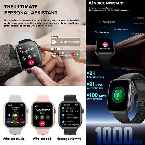 2025 New For Huawei Xiaomi Smart Watch Men Women 1.85-Inch HD AMOLED Full Touch Screen IP68 Waterproof Bluetooth Call SmartWatch