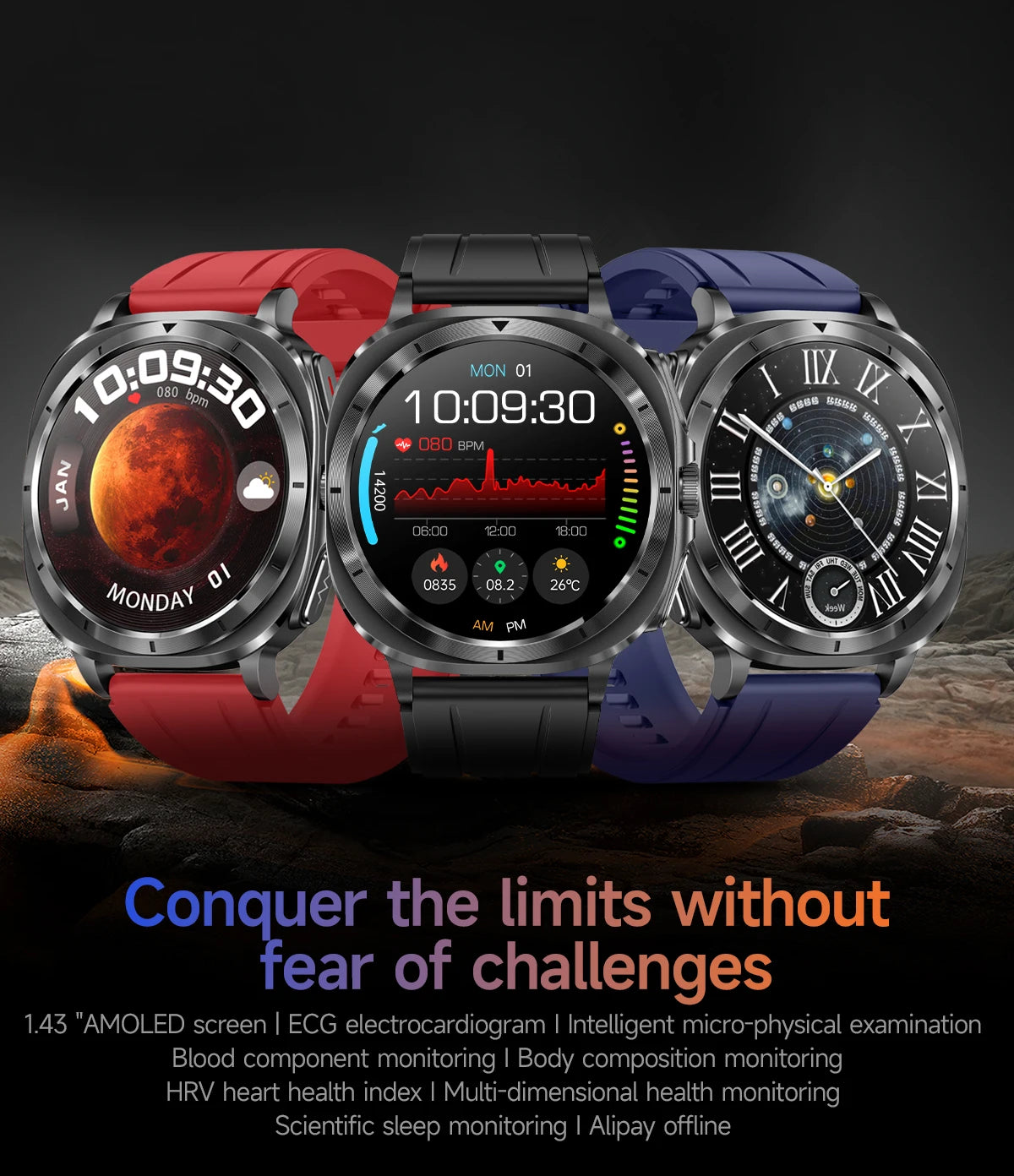 2025 New Laser therapy Three High Uric acid Blood pressure Smartwatch Men ECG+PPG Heart rate Fat Body Analysis NFC Call Watches
