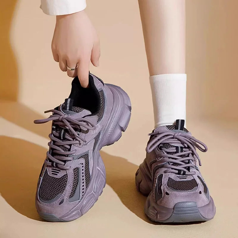 Oulylan Leisure Summer Women Chunky Sneaker Retro Lightweight Mesh Breathable Sports Shoes Ladies Fashion Daily Comfort Footwear