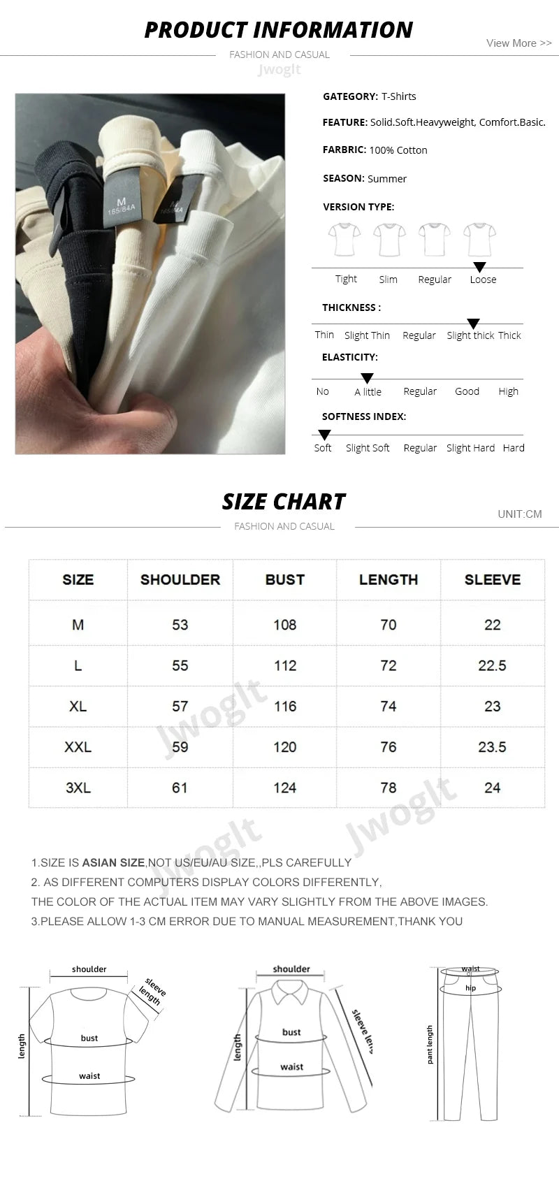 Men's Short Sleeve Heavy T-Shirt.100% Cotton,Short Sleeve O-Neck Top Tees,Plain Harajuku Clothing