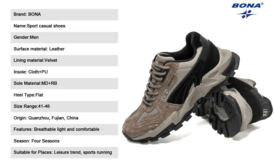 BONA 2023 New Designers Athletic Breathable Footwear Running Shoes Men Comfortable Sneakers  Man Zapatillas Walking Jogging Shoe