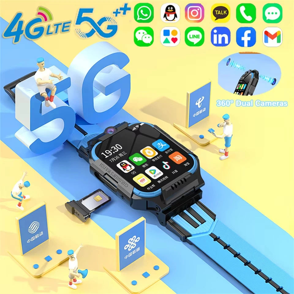 Kids Smart Watch New 5G WIFI Video Call GPS SOS IP68 Waterproof Child Smartwatch HD Camera Monitor Tracker Location Phone Watch