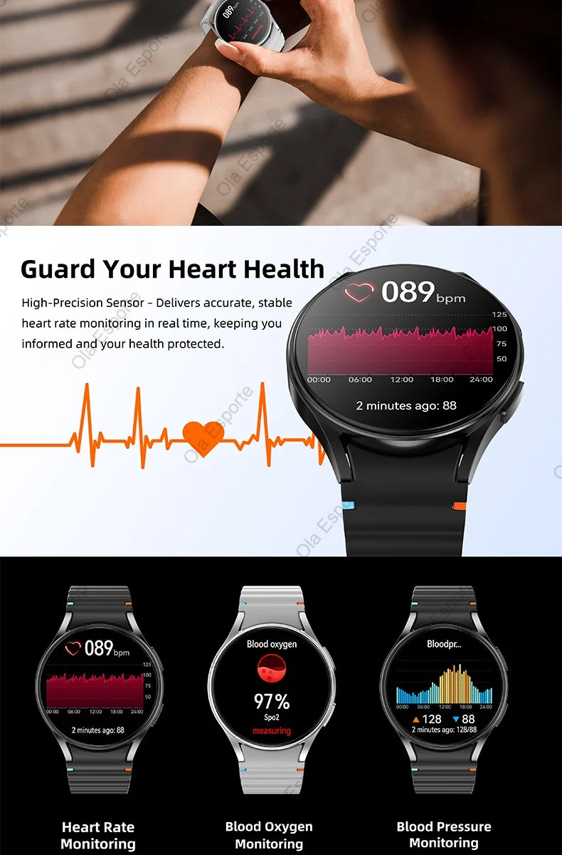 2025 New Smart watch7 Men Women AMOLED Screen Health Monitor Watch Waterproof Voice Assistant Call Smart Watch For Android IOS