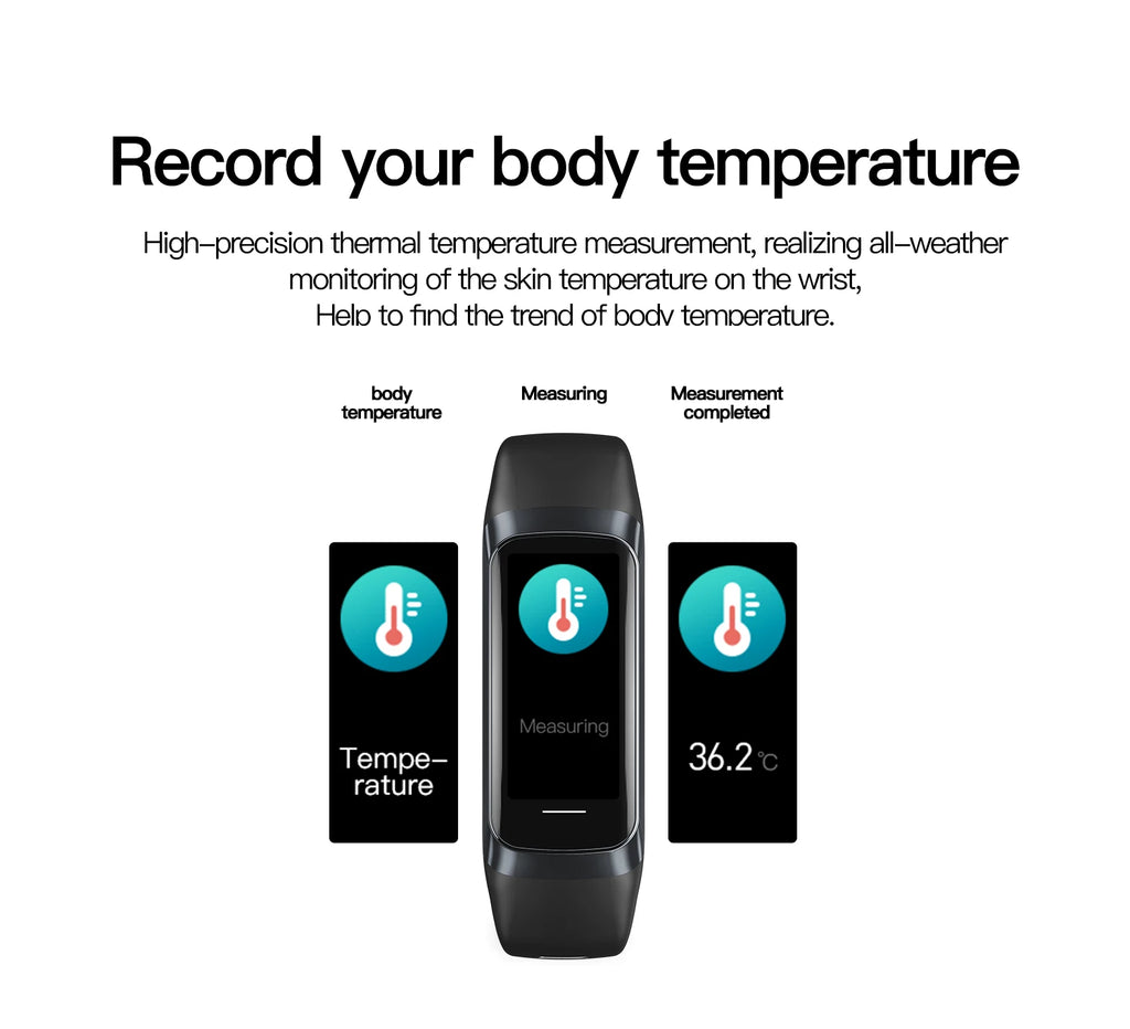 AMOLED Smartwatch Body Temperature Monitor Fitness Clock Sports 3ATM Waterproof Men Smart Watch Band for Women IOS Xiaomi 2025