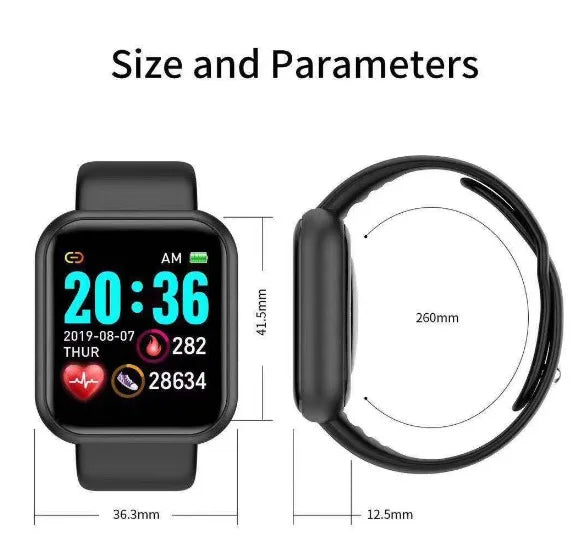 Smart Watch Y68 Bluetooth Fitness Tracker Sports Watch Heart Rate Monitor Blood Pressure Smart Bracelet for Android IOS D20 Pro