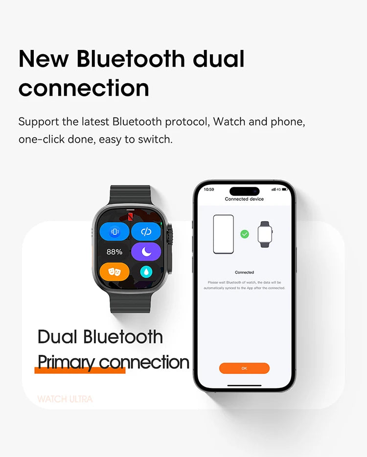 Ultra 4 AI Smart Watches 2.2'' Screen IP68 Waterproof Smartwatch for Men Women Bluetooth Calls Fitness Tracker GPS Sport Modes