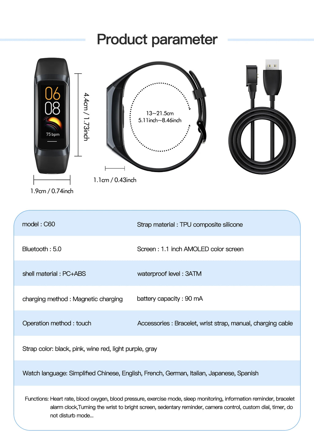 AMOLED Smartwatch Body Temperature Monitor Fitness Clock Sports 3ATM Waterproof Men Smart Watch Band for Women IOS Xiaomi 2025