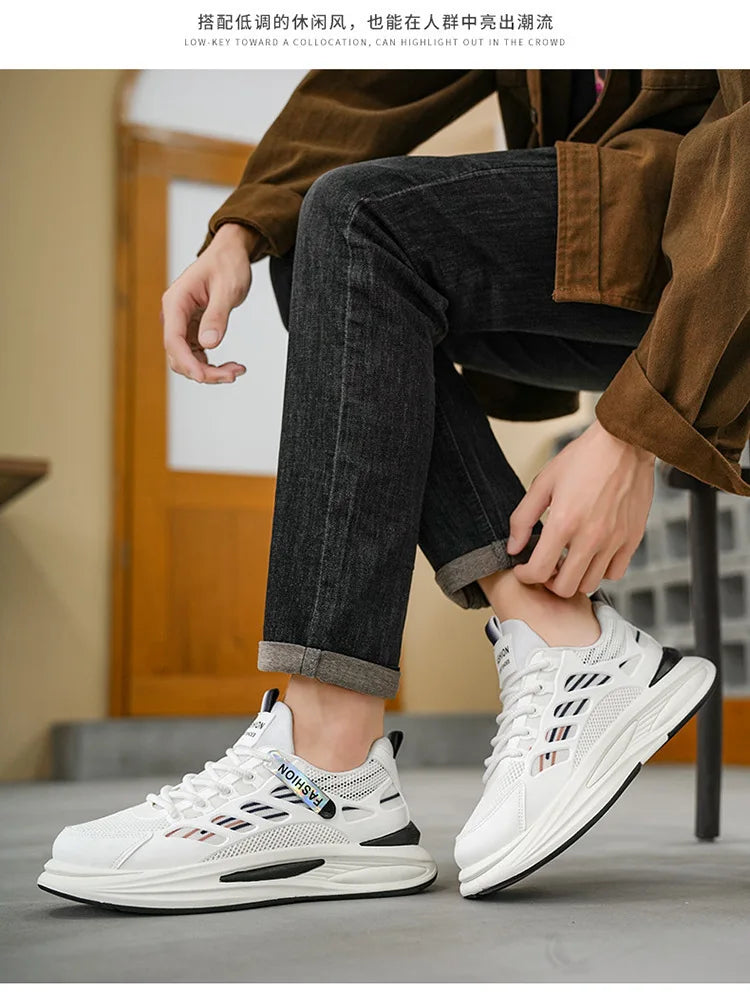 Men's Breathable Sneakers 2025 Autumn Comfortable Breathable Mens Platform Running Shoes Fashion Casual Shoes Zapatillas Hombre