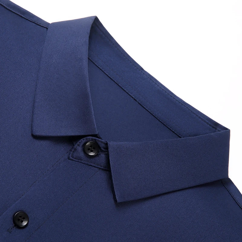 New Men's Business Casual Short Sleeved Solid Color Shirt Wrinkle Resistant Wrinkle Free Comfortable All Season Versatile Top
