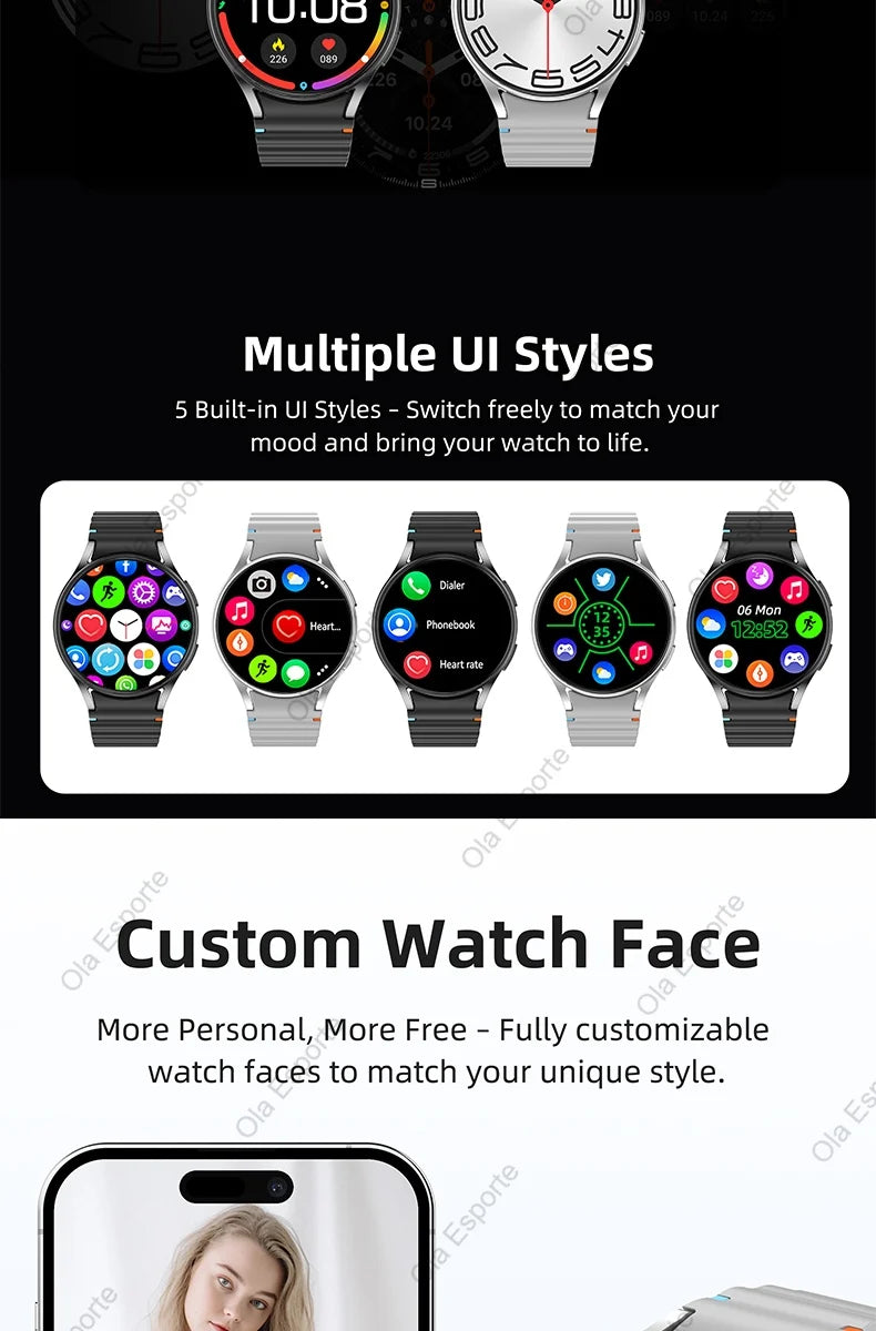 2025 New Smart watch7 Men Women AMOLED Screen Health Monitor Watch Waterproof Voice Assistant Call Smart Watch For Android IOS