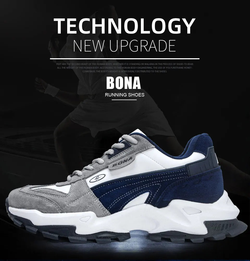 BONA 2023 New Designers Athletic Breathable Footwear Running Shoes Men Comfortable Sneakers  Man Zapatillas Walking Jogging Shoe