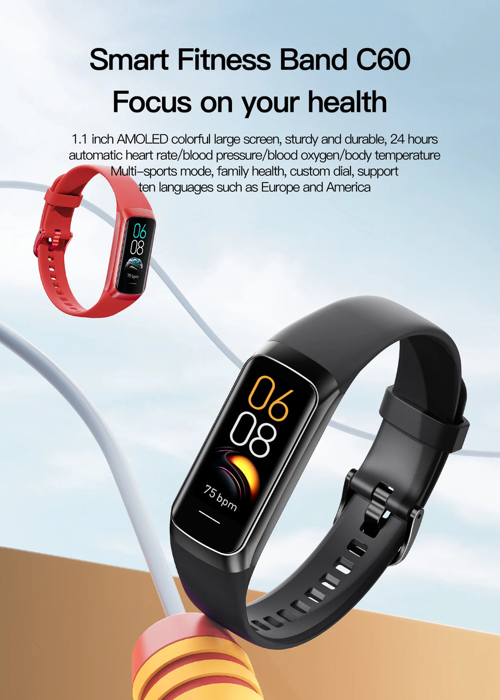 AMOLED Smartwatch Body Temperature Monitor Fitness Clock Sports 3ATM Waterproof Men Smart Watch Band for Women IOS Xiaomi 2025