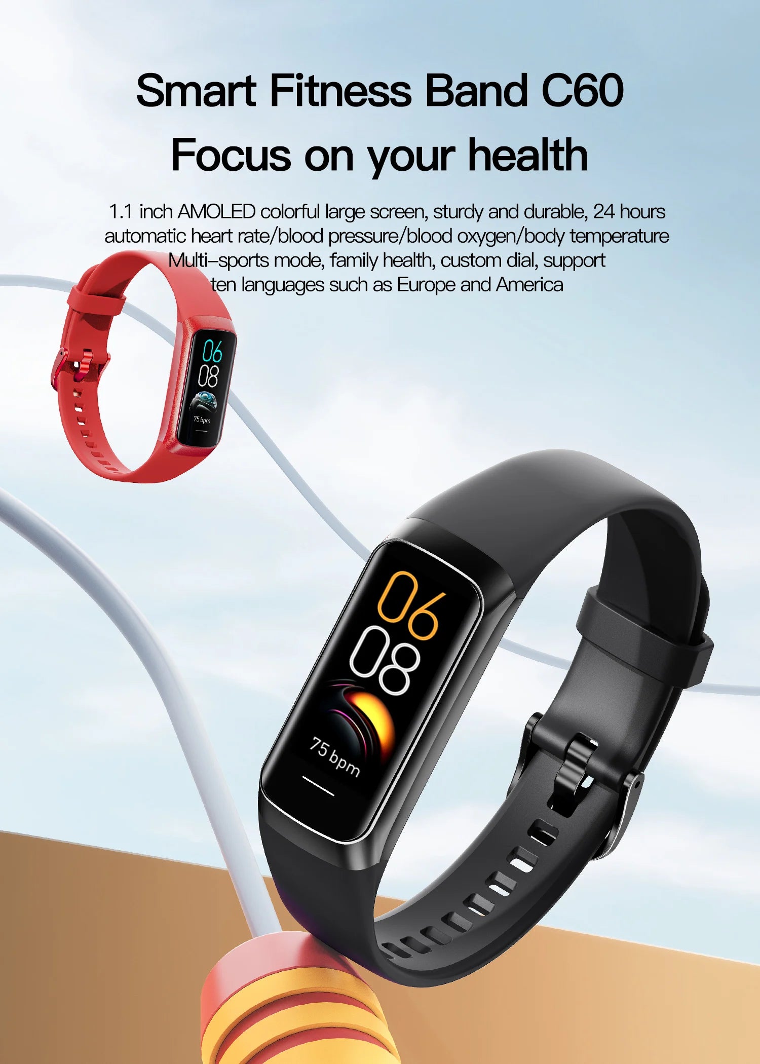 AMOLED Smartwatch Body Temperature Monitor Fitness Clock Sports 3ATM Waterproof Men Smart Watch Band for Women IOS Xiaomi 2025