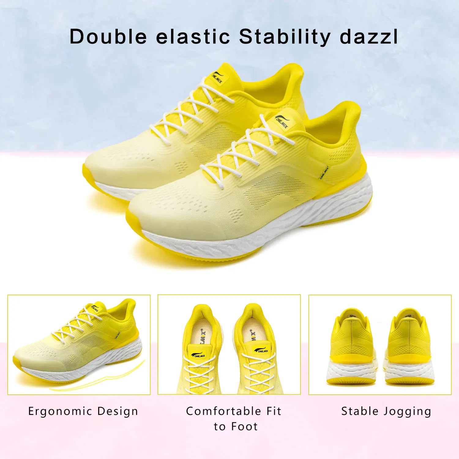 ONEMIX Summer Breathable Mesh Sneakers for Women Jacquard Gradient Soft Tenis Jogging Shoes Lightweight Leisure Outdoor Sneakers