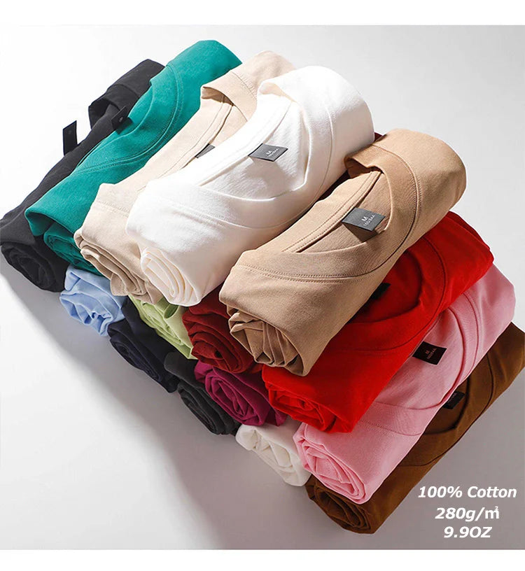 Men's Short Sleeve Heavy T-Shirt.100% Cotton,Short Sleeve O-Neck Top Tees,Plain Harajuku Clothing