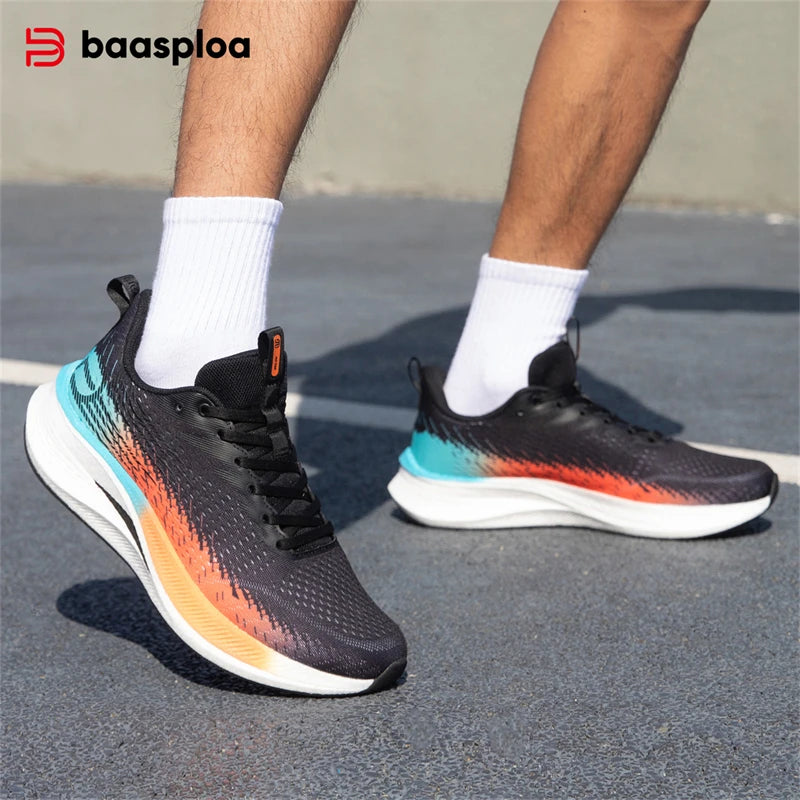 Baasploa Men Running Shoes 2025 New Professional Training Lightweight Sport Shoes Male Carbon Plate Mesh Breathable Sneakers