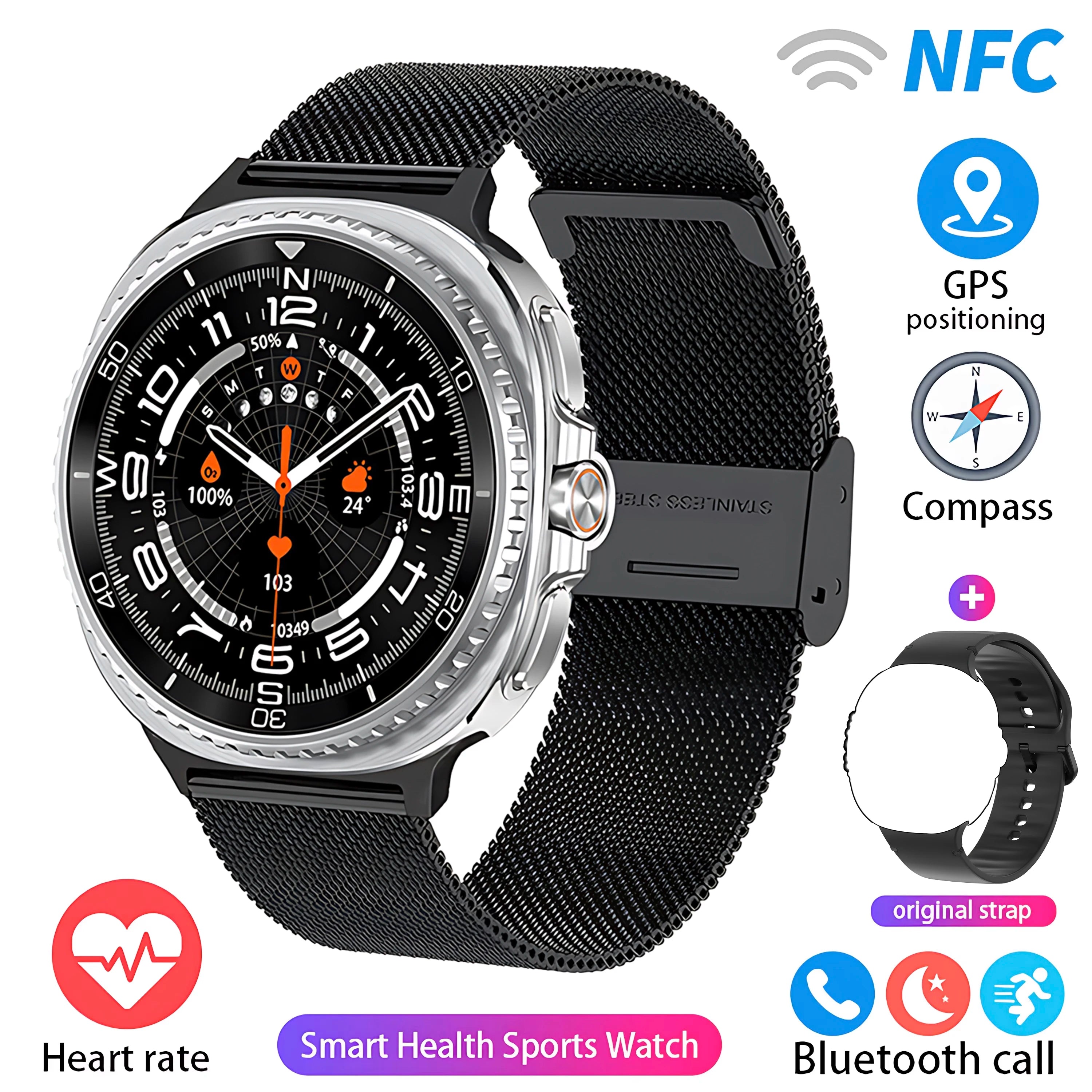 Watch 8 Ultra Classic GPS Compass NFC SmartWatch 46mm Version AMOLEL Rotating Dial BT Call 3ATM Waterproof Watch7 Upgraded Watch