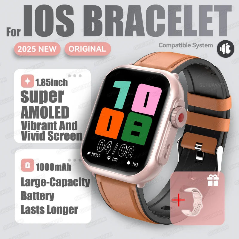 2025 New For Huawei Xiaomi Smart Watch Men Women 1.85-Inch HD AMOLED Full Touch Screen IP68 Waterproof Bluetooth Call SmartWatch