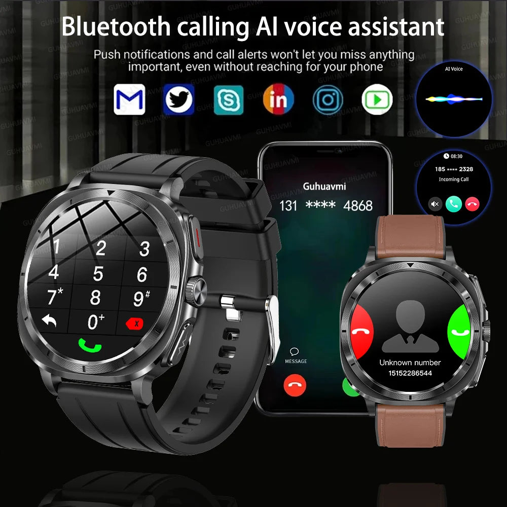 2025 New Laser therapy Three High Uric acid Blood pressure Smartwatch Men ECG+PPG Heart rate Fat Body Analysis NFC Call Watches