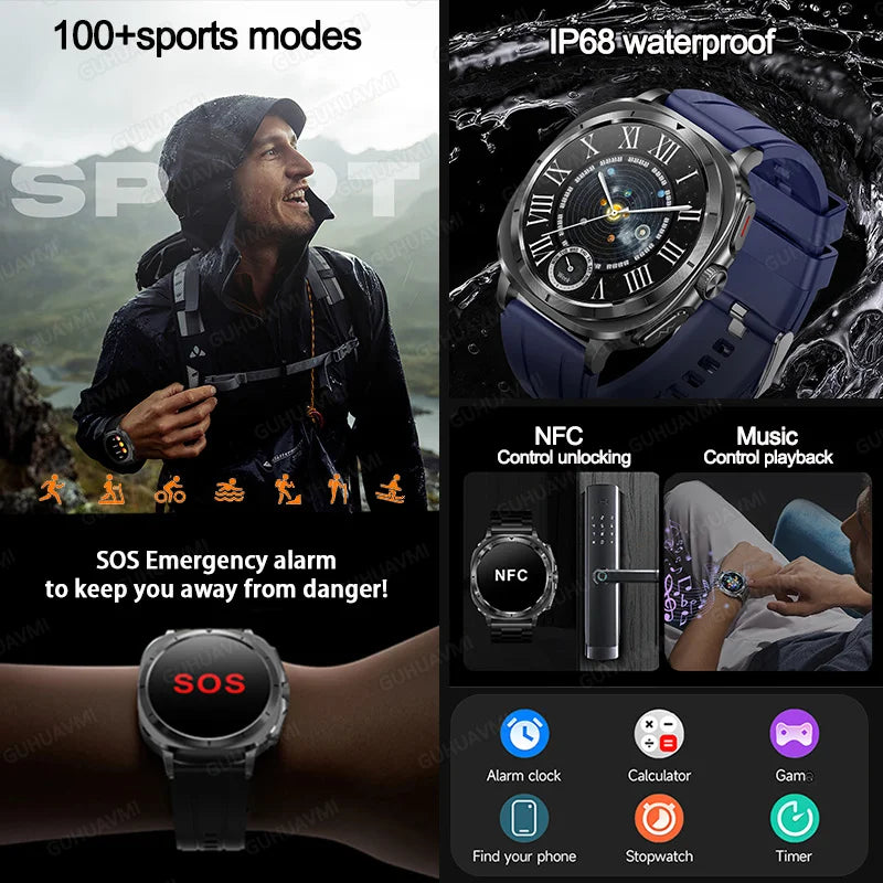 2025 New Laser therapy Three High Uric acid Blood pressure Smartwatch Men ECG+PPG Heart rate Fat Body Analysis NFC Call Watches