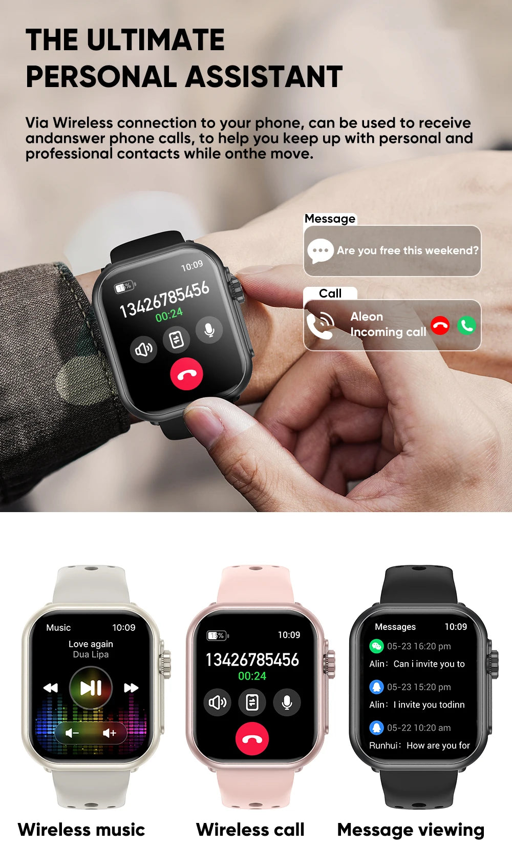 2025 New For Huawei Xiaomi Smart Watch Men Women 1.85-Inch HD AMOLED Full Touch Screen IP68 Waterproof Bluetooth Call SmartWatch